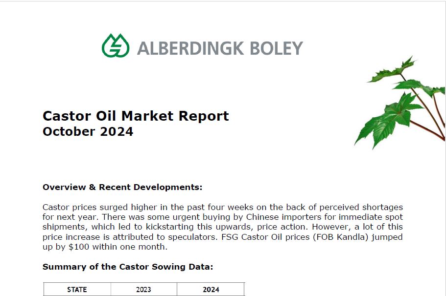 Castor Oil Market Report October 2024 Castor Oil Market Report Oct 24
